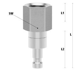 Racord cupla rapida cu filet interior ESMCE MICRO DN 2.7 din INOX 1.4305 cu ventil bidirectional filet G 1/8"