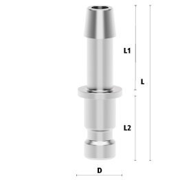 Racord cupla rapida pneumatica cu racord furtun Seria ESMCE MICRO DN 2.7 din INOX 1.4305 cu ventil unidirectional DN= 3 mm