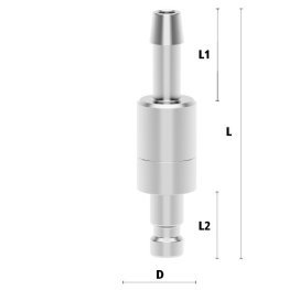 Racord cupla rapida pneumatica cu racord furtun Seria ESMCE MICRO DN 2.7 din INOX 1.4305 cu ventil bidirectional DN= 4 mm