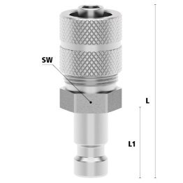 Racord cupla rapida pneumatica cu piulita de strangere furtun Seria ESMCE MICRO DN 2.7 din INOX 1.4305 cu ventil unidirectional Di x De = 4 x 6 mm