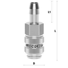 Cupla rapida pneumatica cu racord furtun Seria ESME MINI DN 5 din INOX 1.4305 DN= 6mm