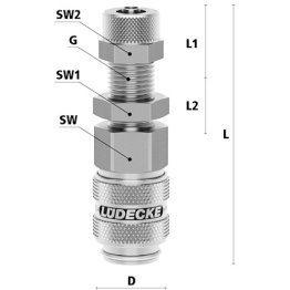 Cupla rapida pneumatica cu piulita de strangere furtun si fixare Seria ESME MINI DN 5 din INOX 1.4305 Di x De = 6 x 8mm