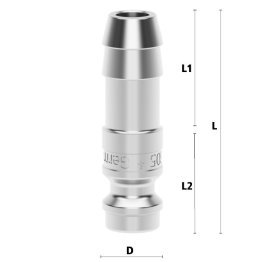 Racord cupla rapida pneumatica cu racord furtun Seria ESME MINI DN 5 din INOX 1.4305 cu ventil unidirectional DN= 6mm