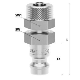 Racord cupla rapida pneumatica cu piulita de strangere furtun Seria ESME MINI DN 5 din INOX 1.4305 cu ventil unidirectional Di x De = 6 x 8mm
