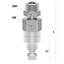 Racord cupla rapida pneumatica cu piulita de strangere furtun Seria ESME MINI DN 5 din INOX 1.4305 cu ventil bidirectional Di x De = 4 x 6mm