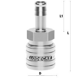 Cupla rapida pneumatica cu racord furtun Seria ESEG DN 7.2 din INOX 1.4305 cu bucsa neteda DN= 13 mm