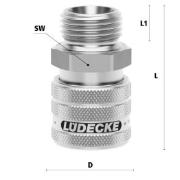 Cupla rapida pneumatica cu filet exterior Seria ESER DN 7.2 din INOX 1.4305 cu bucsa zimtuita filet G 1/2"