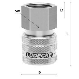 Cupla rapida pneumatica cu filet interior Seria ESER DN 7.2 din INOX 1.4305 cu bucsa zimtuita filet G 3/8"
