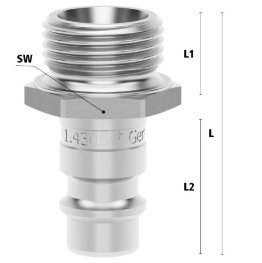 Racord cupla rapida pneumatica cu filet exterior Seria ESEG DN 7.2 din INOX 1.4305 cu ventil unidirectional filet G 3/8"