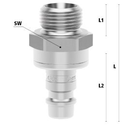 Racord cupla rapida pneumatica cu filet exterior Seria ESEG DN 7.2 din INOX 1.4305 cu ventil bidirectional filet G 1/2"