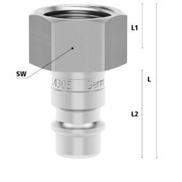 Racord cupla rapida pneumatica cu filet interior Seria ESEG DN 7.2 din INOX 1.4305 cu ventil unidirectional filet G 3/8"