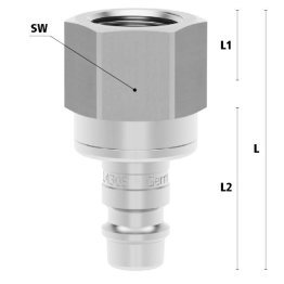 Racord cupla rapida pneumatica cu filet interior Seria ESEG DN 7.2 din INOX 1.4305 cu ventil bidirectional filet G 3/8"