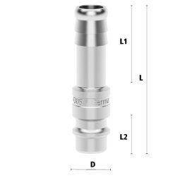 Racord cupla rapida pneumatica cu racord furtun Seria ESEG DN 7.2 din INOX 1.4305 cu ventil unidirectional DN= 6 mm