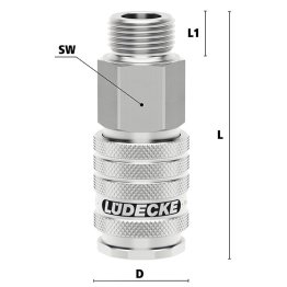 Cupla rapida pneumatica cu filet exterior OptiFlow Seria ESIE DN 7.8 din INOX 1.4305 filet G 1/2"