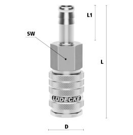 Cupla rapida pneumatica cu racord furtun OptiFlow Seria ESIE DN 7.8 din INOX 1.4305 DN= 10 mm