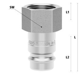 Racord cupla rapida pneumatica cu filet interior OptiFlow Seria ESIGE DN 10 din INOX 1.4305 cu ventil unidirectional filet G 3/8"