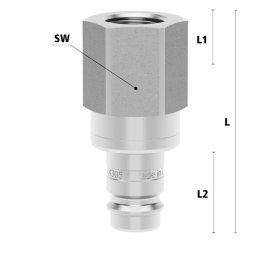 Racord cupla rapida pneumatica cu filet interior OptiFlow Seria ESIGE DN 10 din INOX 1.4305 cu ventil bidirectional filet G 3/8"