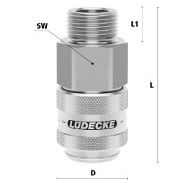 Cupla rapida pneumatica cu filet exterior Seria industriala ESGE DN 19 din INOX 1.4305 filetG 1"