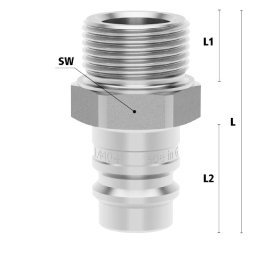 Racord cupla rapida pneumatica cu filet exterior Seria ESGE DN 19 din INOX 1.4305 cu ventil unidirectional filet G 1 1/4"