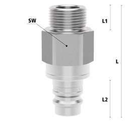 Racord cupla rapida pneumatica cu filet exterior Seria ESGE DN 19 din INOX 1.4305 cu ventil bidirectional filet G 3/4"