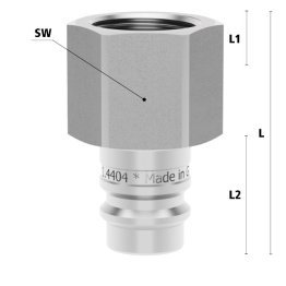 Racord cupla rapida pneumatica cu filet interior Seria ESGE DN 19 din INOX 1.4305 cu ventil unidirectional filet G 3/4"