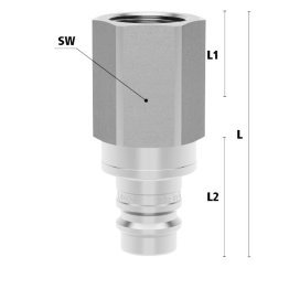 Racord cupla rapida pneumatica cu filet interior Seria ESGE DN 19 din INOX 1.4305 cu ventil bidirectional filet G 1 1/4"