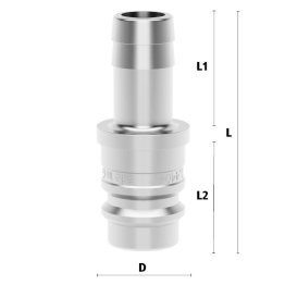 Racord cupla rapida pneumatica cu racord furtun Seria ESGE DN 19 din INOX 1.4305 cu ventil unidirectional DN=25 mm