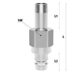 Racord cupla rapida pneumatica cu racord furtun Seria ESGE DN 19 din INOX 1.4305 cu ventil bidirectional DN=19 mm