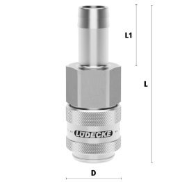 Cupla rapida pneumatica cu racord furtun Seria industriala ESGE DN 19 din INOX 1.4305 DN=19 mm