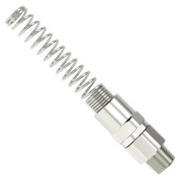 Racord rotativ furtun spiralat MODY cu filet conic exterior din otel nichelat si protectie furtun otel filet R 1/2"