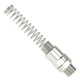 Racord fix furtun spiralat MODY cu filet conic exterior din otel nichelat protectie furtun din otel filet R 3/4"