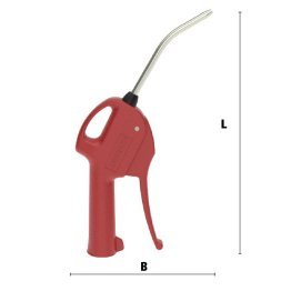 Pistol de suflare cu aer comprimat din plastomer cu teava de suflare din metal si racord filet interior