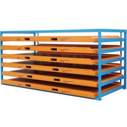 Dulap cu tavi depozitare foi tabla 2240x1050x1580mm albastru