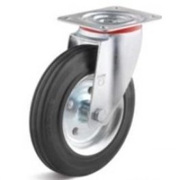 Roata cu carcasa pivotanta cu cauciuc negru rigid WLL=275 kg, D=250 mm