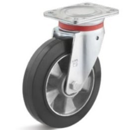 Roata cauciuc elastic, carcasa pivotanta HEAVY DUTY, WLL=400 kg, D=200 mm
