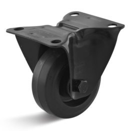 Roata din cauciuc elastic, seria black, carcasa fixa, WLL=150 kg, D=100 mm
