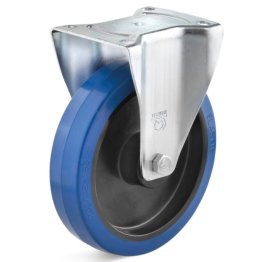 Roata cauciuc elastic albastru, carcasa fixa, WLL=125 kg, D=100 mm