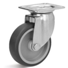 Roata cauciuc termoplastic, carcasa pivotanta, WLL=60 kg, D=75 mm