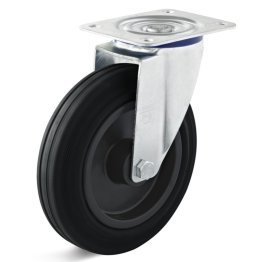 Roata cauciuc termoplastic, rulment cu ace, carcasa pivotanta, WLL=50 kg, D=80 mm