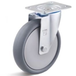 Roata cauciuc termoplastic, rulment cu bila, carcasa pivotanta, WLL=90 kg, D=100 mm