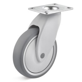 Roata cauciuc termoplastic, rulment cu bila, carcasa pivotanta, WLL=100 kg, D=100 mm