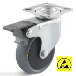 Roata ESD termoplast, carcasa pivotanta cu frana, WLL=50 kg, D=75 mm