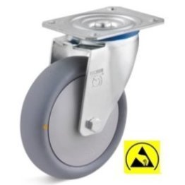 Roata ESD termoplast, carcasa pivotanta, WLL=80 kg, D=80 mm