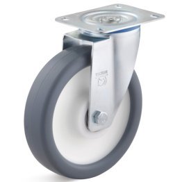 Roata cauciuc termoplastic, rulmenti cu bila, carcasa pivotanta, WLL=350 kg, D=200 mm