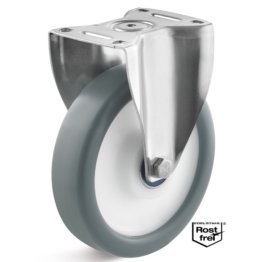 Roata termoplast, rulment si carcasa fixa INOX, WLL=260 kg, D=150 mm