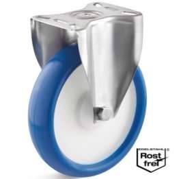 Roata poliuretan rigid, rulment si carcasa fixa INOX, WLL=130 kg, D=125 mm