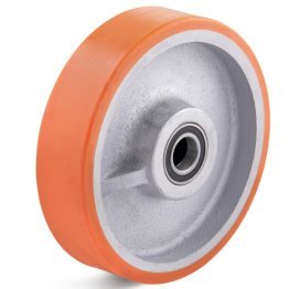 Roata poliuretan rigid, rulment cu bila, orange, WLL=3300 kg, D=400 mm