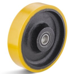 Roata poliuretan rigid, janta fonta, rulment cu bila, WLL=200 kg, D=80 mm
