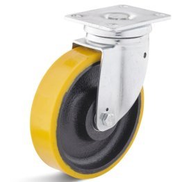 Roata poliuretan rigid, rulment cu bila, carcasa pivotanta, WLL=1500 kg, D=200 mm