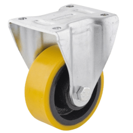 Roata poliuretan rigid, rulment cu bila, carcasa fixa HEAVY DUTY, WLL=350 kg, D=125 mm